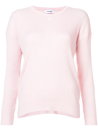 Courrèges Rib Knit Sweater In Pink