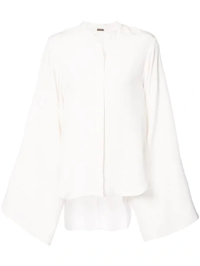 Adam Lippes Buttoned Long Sleeve Silk Blouse In White