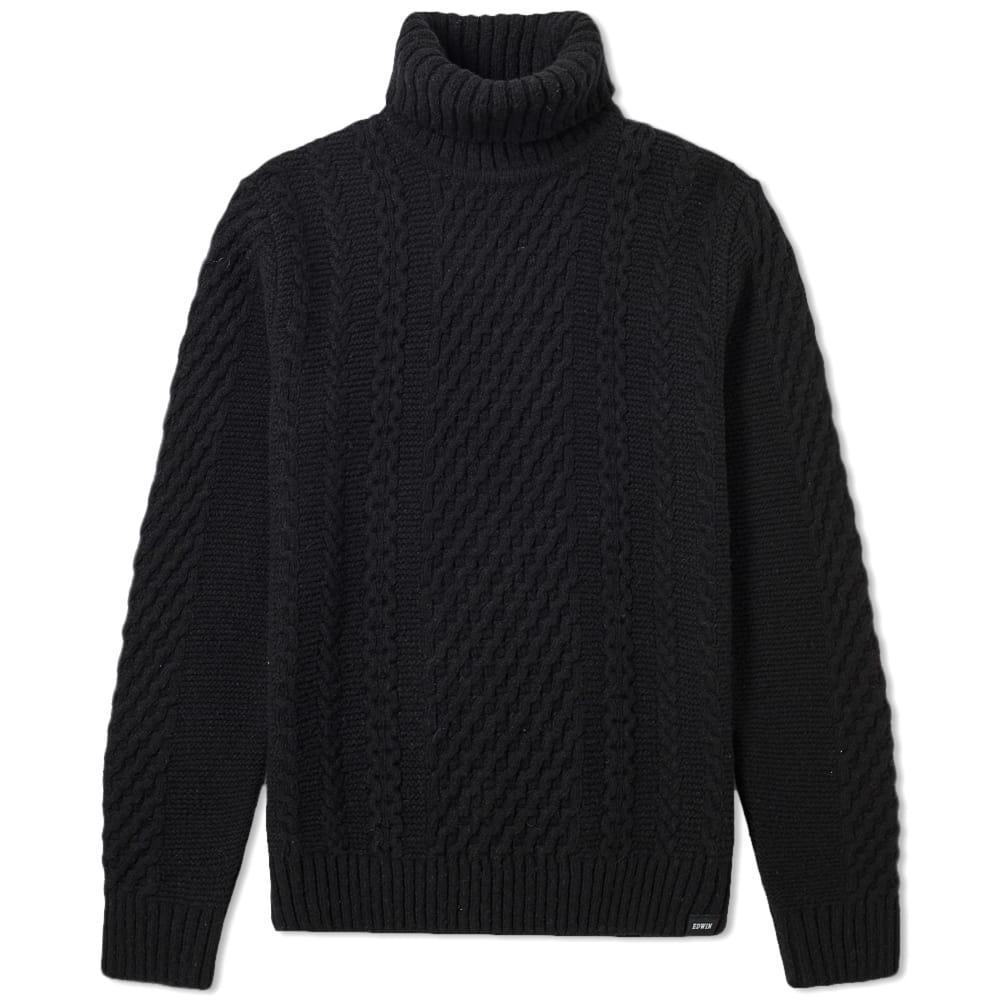 Edwin United Roll Neck Knit In Black | ModeSens