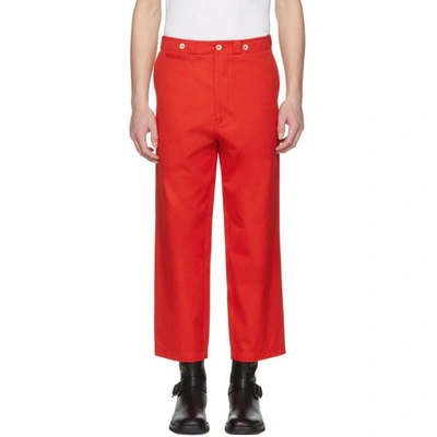 Alexander Mcqueen Red Cropped Cotton Trousers In 5050 Red