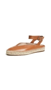 Stuart Weitzman Women's Toga Leather Espadrille Ankle Strap Flats In Cuoio