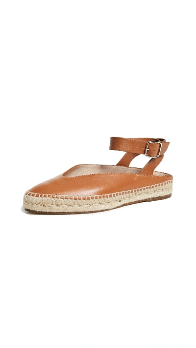 Stuart Weitzman Women's Toga Leather Espadrille Ankle Strap Flats In Cuoio