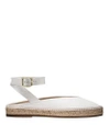Stuart Weitzman Women's Toga Leather Espadrille Ankle Strap Flats In Off White Matte Leather