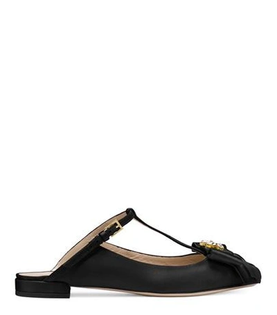 Stuart Weitzman The Duckie Mule In Black Silk Satin