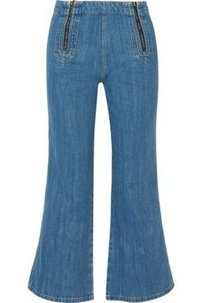 M.i.h. Jeans Woman Arrow Zip-detailed High-rise Kick-flare Jeans Mid Denim