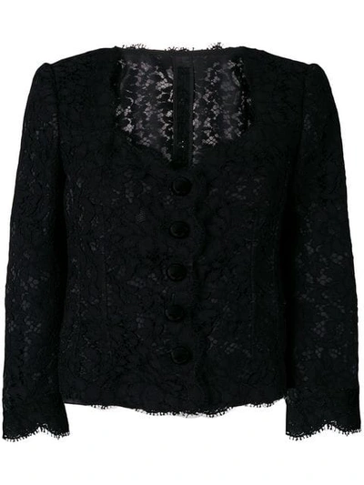Dolce & Gabbana Cordonetto-lace Scallop-edged Jacket In Black