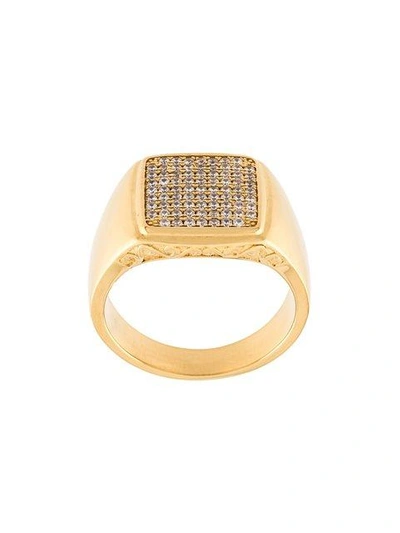 Nialaya Jewelry Embellished Signet Ring In Yellow