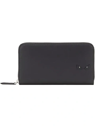 Fendi Bag Bugs Zip-around Wallet In Black