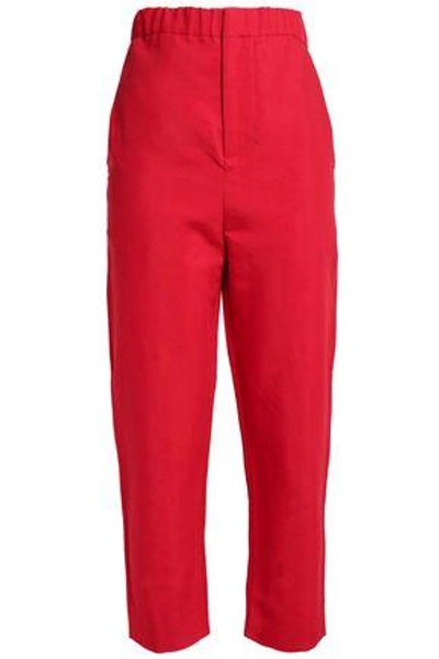 Marni Woman Cropped Woven Tapered Pants Red