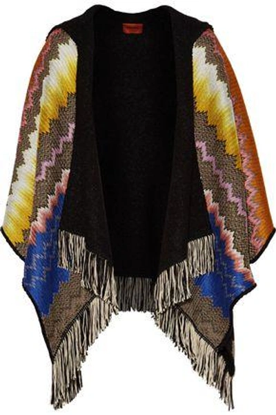 Missoni Woman Fringed Crochet-knit Hooded Cape Multicolor