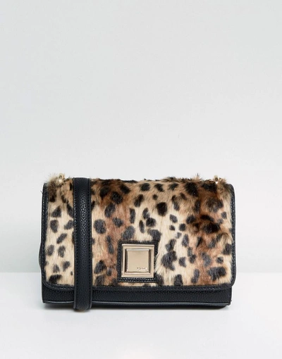 Dune Faux Leopard Fur Bag With Chain Strap - Multi