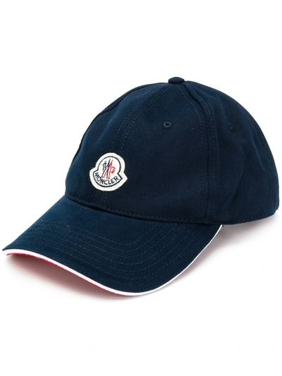 Moncler Logo Baseball Cap In Bright Blue