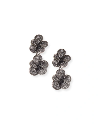 Oscar De La Renta Pav&eacute; Swarovski Crystal Flower Clip Earrings In Gray