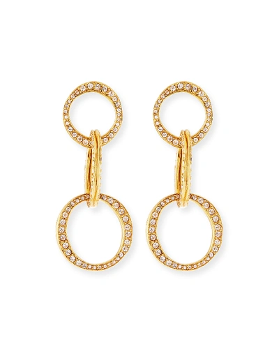 Oscar De La Renta Scribble Crystal Pav&eacute; Dot-linked Hoop Earrings In Gold