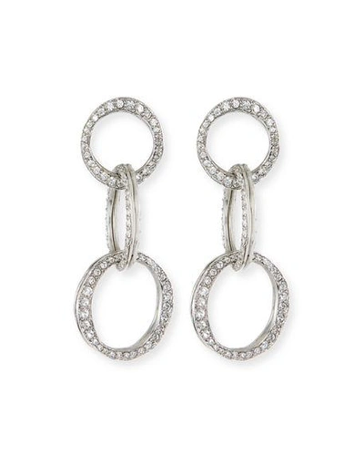 Oscar De La Renta Scribble Crystal Pav&eacute; Dot-linked Hoop Earrings In Silver