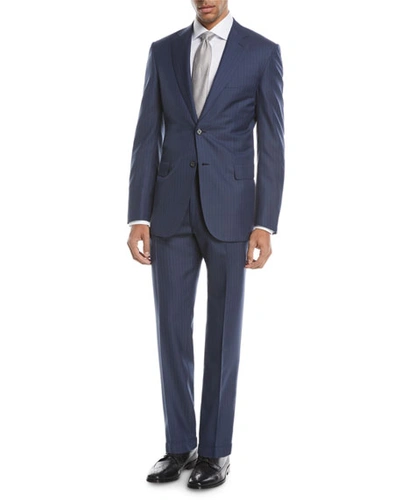 Brioni Multi-striped Two-piece Wool-blend Suit In Navy