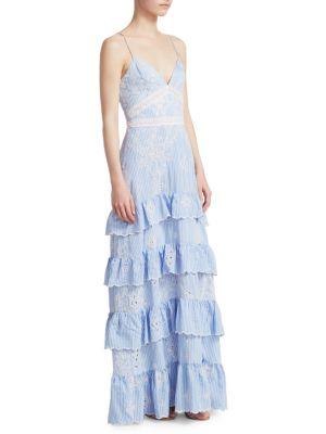 blue ruffle maxi dress