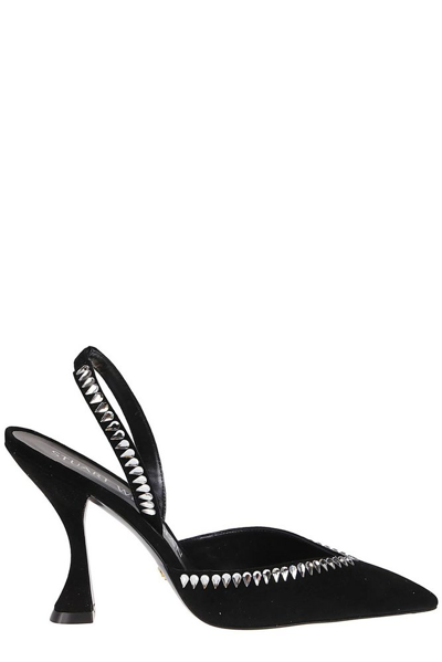 Stuart Weitzman Women's Embellished Pointed Toe Slingback High Heel Pumps In Black