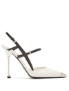Prada Point-toe Leather Pumps In White Black