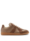 Maison Margiela Replica Suede-panel Low-top Leather Trainers In Light Brown