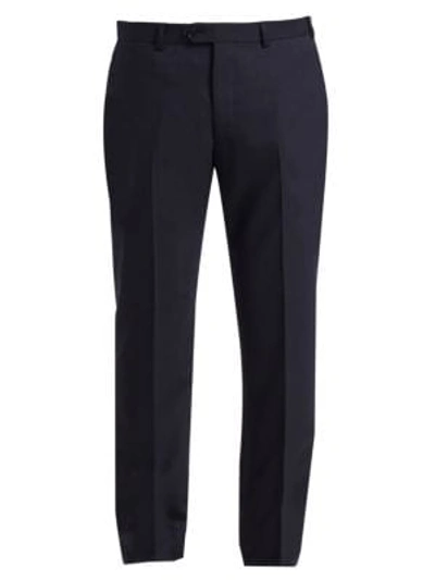 Emporio Armani G Line Tonal Stripe Stretch Wool Trousers In Navy