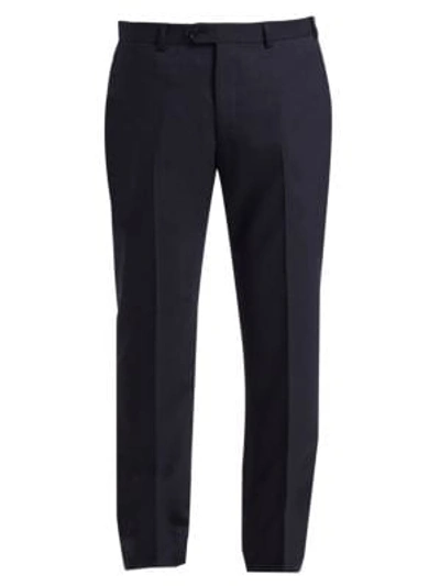 Emporio Armani G Line Tonal Stripe Stretch Wool Pants In Navy