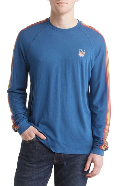 Marine Layer Raglan Stripe Cotton & Modal Long Sleeve T-shirt In Dark Blue