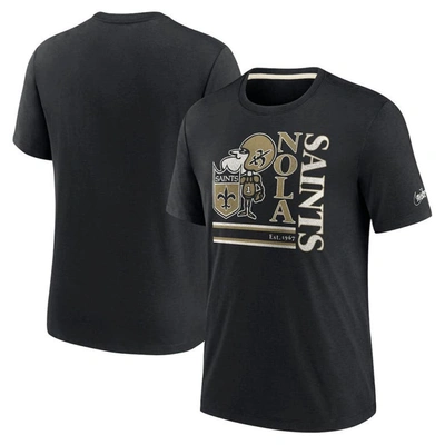 Nike Black New Orleans Saints Wordmark Logo Tri-blend T-shirt