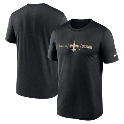 Nike Black New Orleans Saints Horizontal Lockup Legend Performance T-shirt
