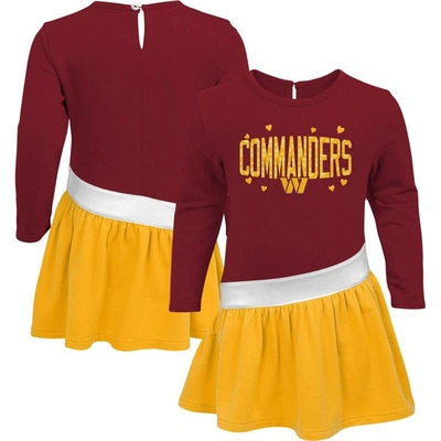 Outerstuff Babies' Girls Toddler Burgundy, Gold Washington Commanders Heart To Heart Jersey Tunic Dress In Burgundy,gold