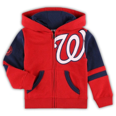 Outerstuff Kids' Toddler Red Washington Nationals Fleece Hoodie Full-zip Jacket