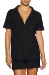 Skims Soft Lounge Ribbed Short Pajamas In Onyx