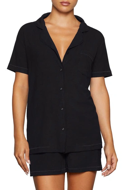 Skims Soft Lounge Ribbed Short Pajamas In Onyx