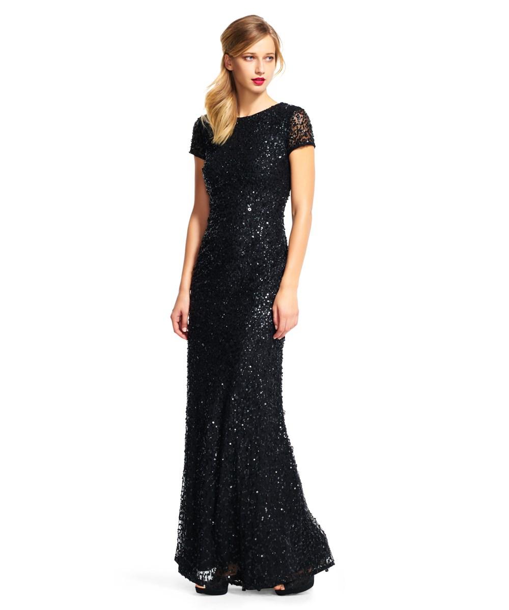 scoop back sequin gown
