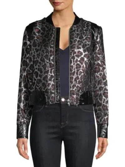 The Mighty Company Metallic Leopard Jacket In Brown Multi