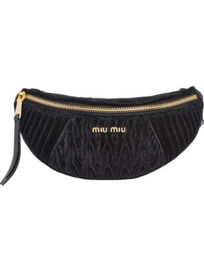 Miu Miu Convertible Matelassé Velvet Belt Bag In Black