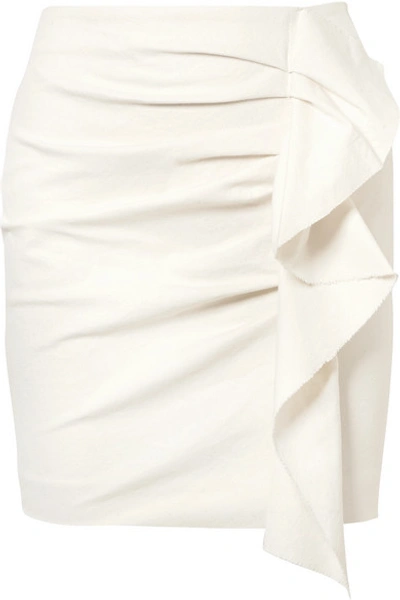 Isabel Marant Lefly Ruffled Cotton-blend Mini Skirt In Ecru