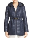 Kate Spade New York Bow Quilted Coat In Deep Navy