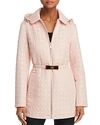 Kate Spade New York Bow-belt Hooded Quilted Coat In Cameo Pink