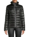 Via Spiga Packable Ruffled Collar Down Coat In Onyx