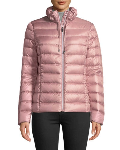 Via Spiga Packable Ruffled Collar Down Coat In Rose