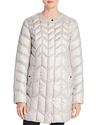 Via Spiga Packable Chevron-quilted Down Coat In Platinum