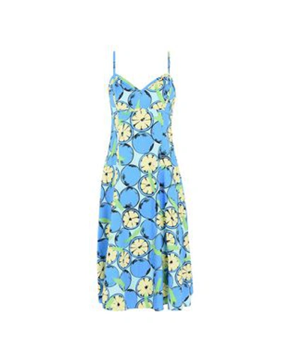 Boutique Moschino Lemon-print A-line Midi Dress In Azure