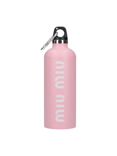 Miu Miu Logo Water Bottle In Rosa
