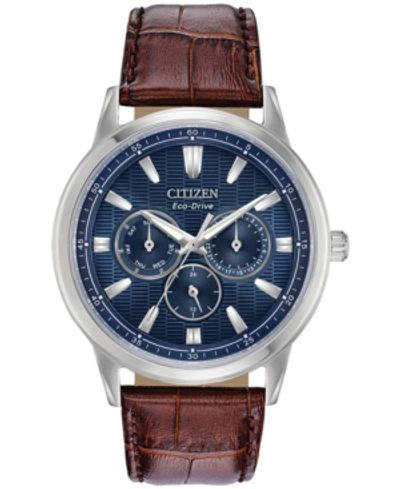 Citizen Eco-drive Men's Corso Brown Leather Strap Watch 44mm