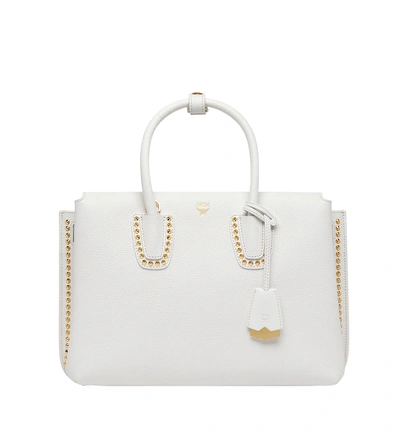 Mcm Medium Milla Tote In Studded Outline In White In Wt