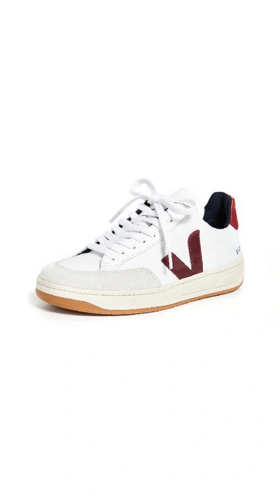 Veja V-12 Sneakers In White/marsala