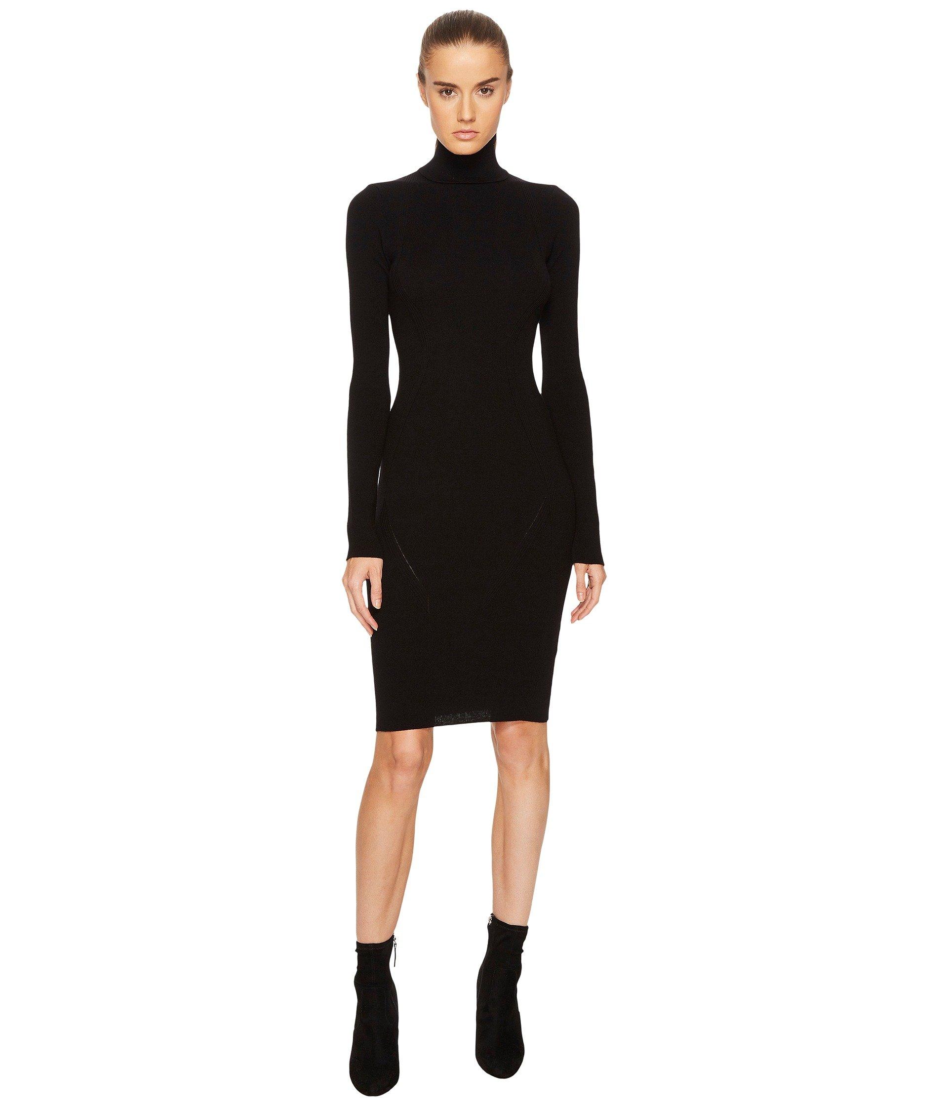 long sleeve turtleneck dress black