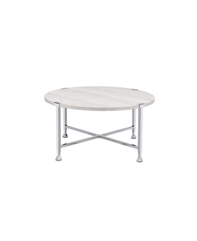 Acme Furniture Brecon Coffee Table In White Oak And Chrome