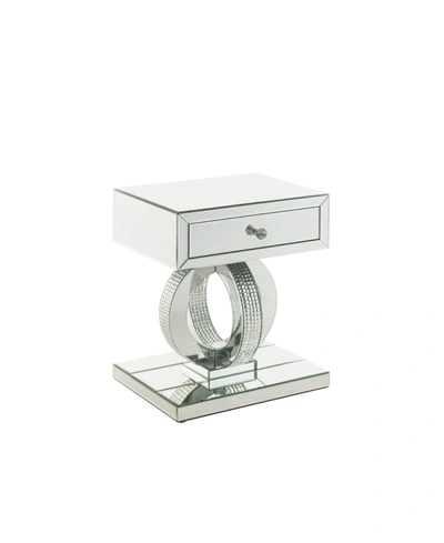 Acme Furniture Ornat Accent Table In Mirrored And Faux Diamonds